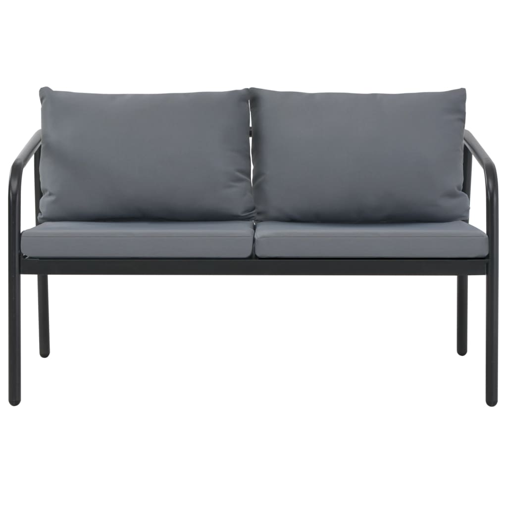 vidaXL 2 Seater Patio Sofa with Cushions Gray Aluminum-6
