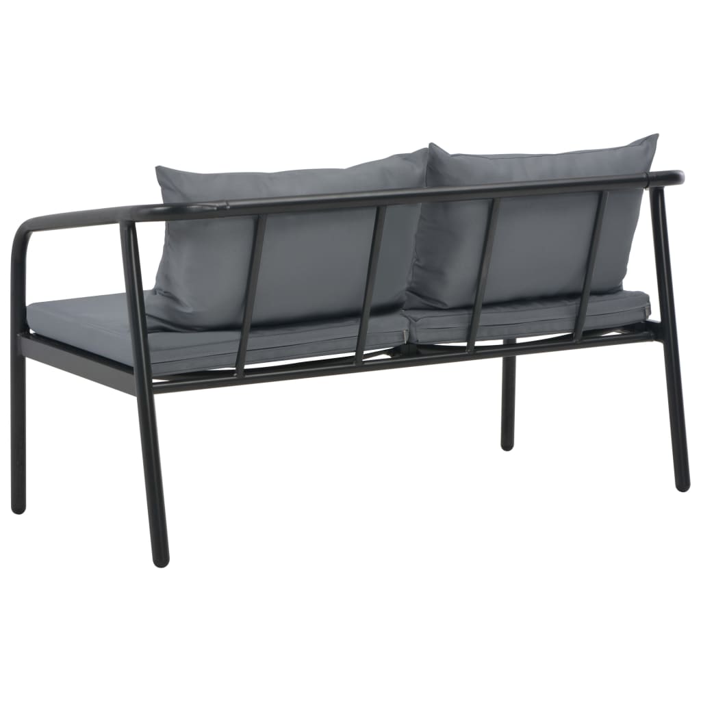vidaXL 2 Seater Patio Sofa with Cushions Gray Aluminum-2