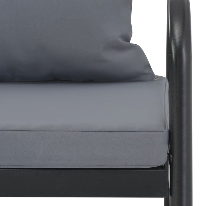 vidaXL 2 Seater Patio Sofa with Cushions Gray Aluminum-3