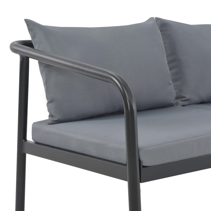 vidaXL 2 Seater Patio Sofa with Cushions Gray Aluminum-4