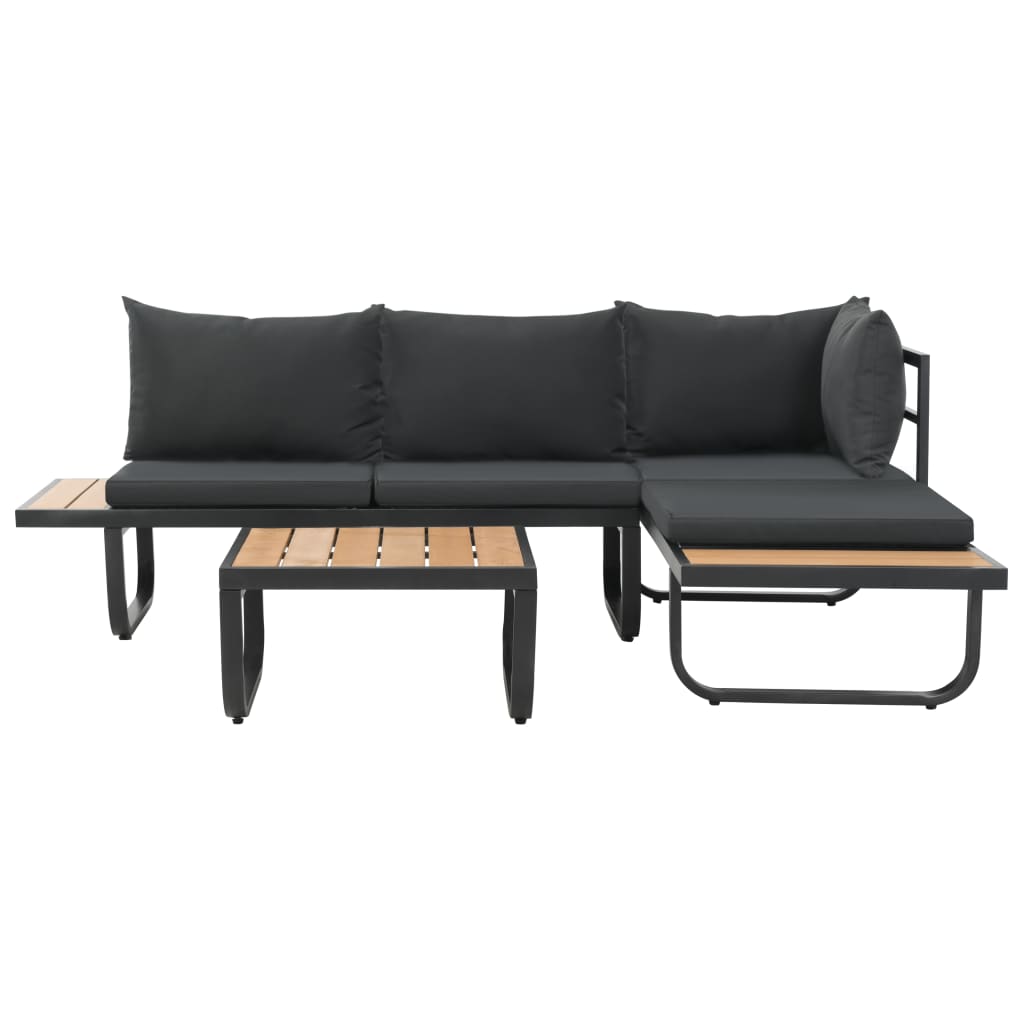 vidaXL 2 Piece Patio Corner Sofa Set with Cushions Aluminum WPC-2