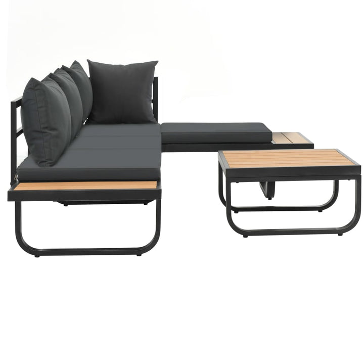 vidaXL 2 Piece Patio Corner Sofa Set with Cushions Aluminum WPC-3