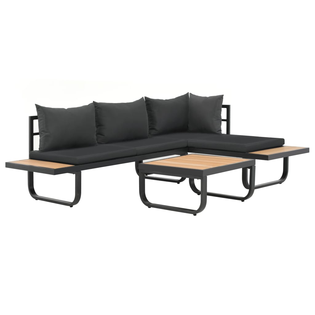 vidaXL 2 Piece Patio Corner Sofa Set with Cushions Aluminum WPC-4