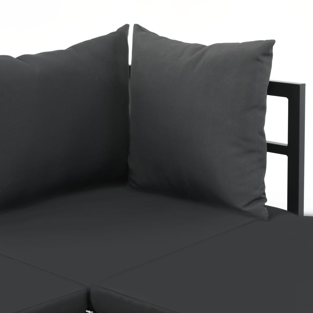 vidaXL 2 Piece Patio Corner Sofa Set with Cushions Aluminum WPC-8