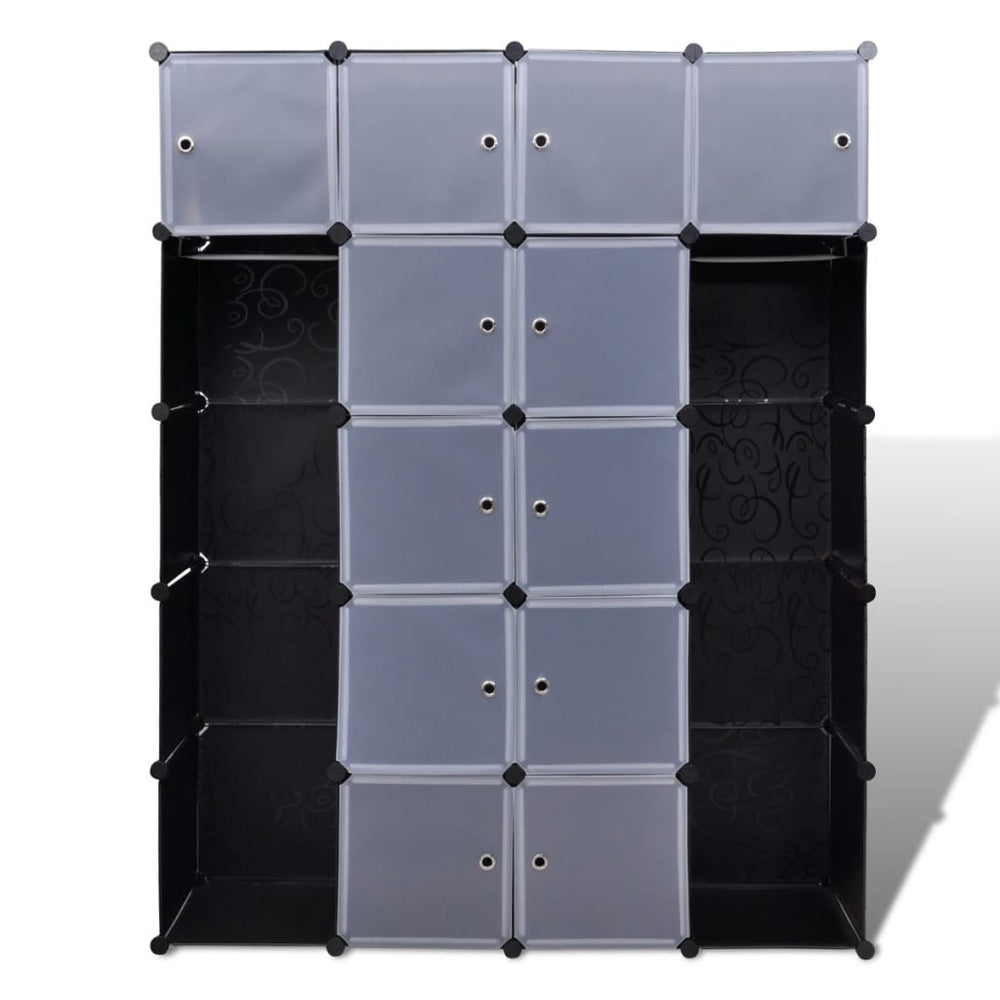 vidaXL Modular Cabinet with 14 Compartments Black and White 14.6"x57.5"x71.1"-1