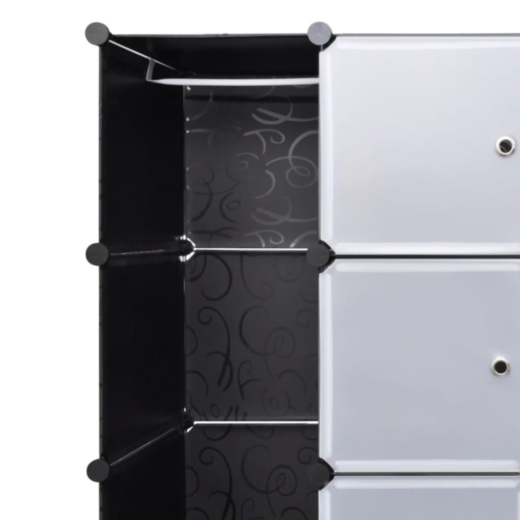 vidaXL Modular Cabinet with 18 Compartments Black and White 14.6"x57.5"x71.1"-2