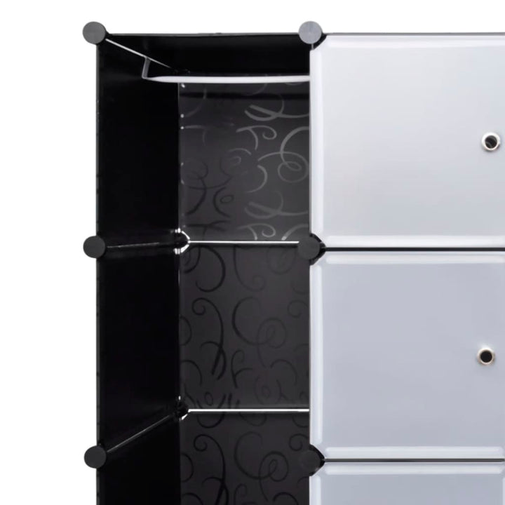 vidaXL Modular Cabinet with 18 Compartments Black and White 14.6"x57.5"x71.1"-2
