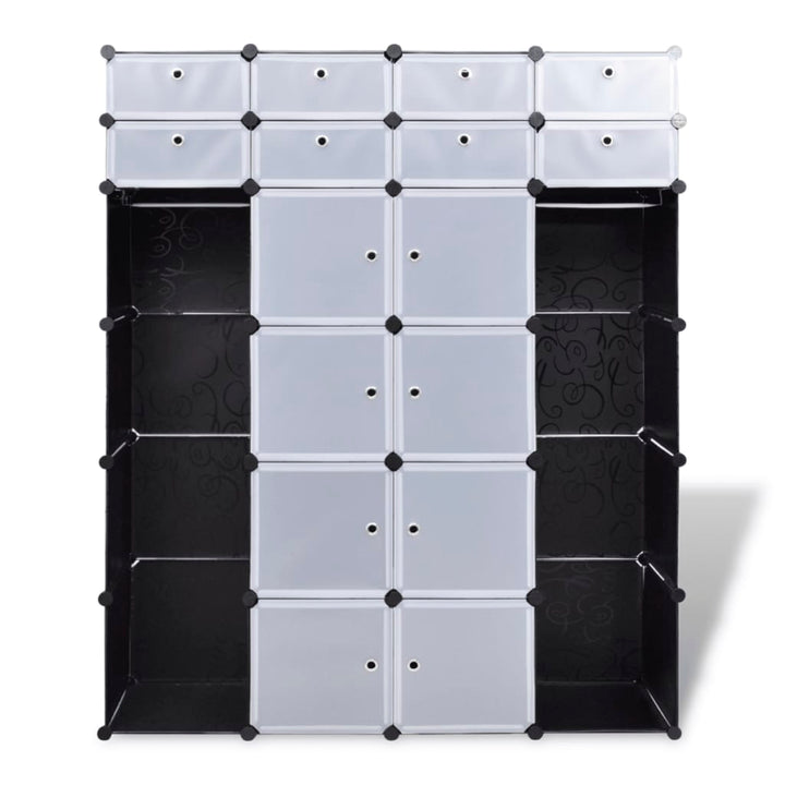 vidaXL Modular Cabinet with 18 Compartments Black and White 14.6"x57.5"x71.1"-4
