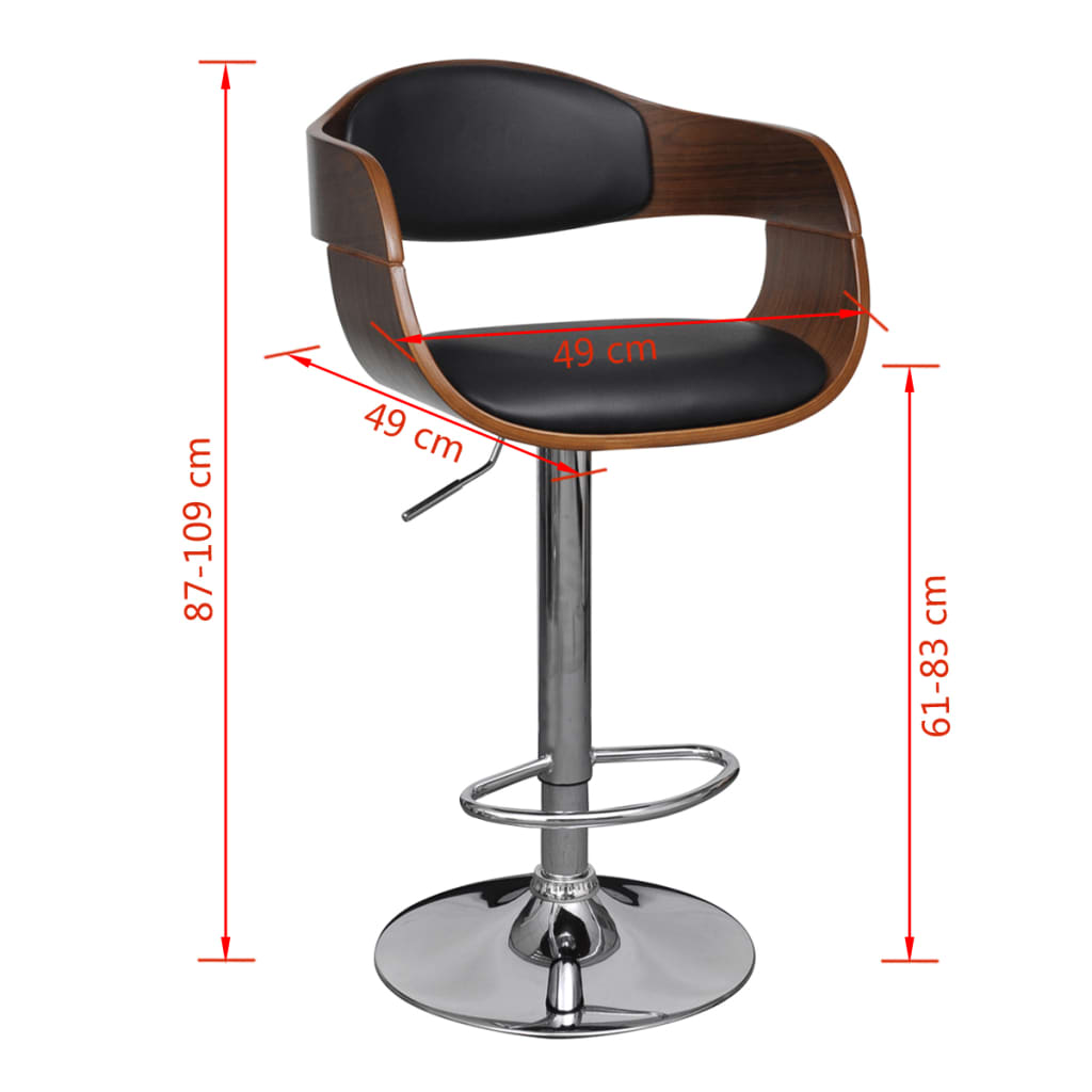 vidaXL Solid Bent Wood Bar Stool Faux Leather Bar Counter Seating Multi Colors-9