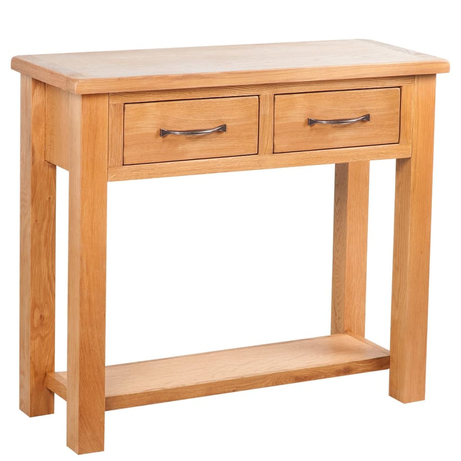 vidaXL Console Table with 2 Drawers Solid Oak Wood 32.7"x11.8"x28.7"-0