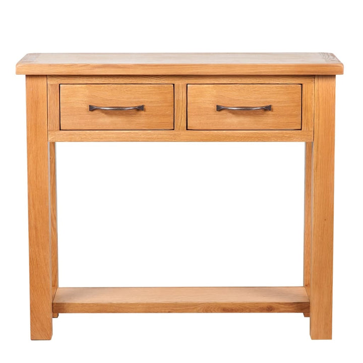 vidaXL Console Table with 2 Drawers Solid Oak Wood 32.7"x11.8"x28.7"-6