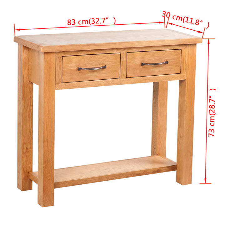 vidaXL Console Table with 2 Drawers Solid Oak Wood 32.7"x11.8"x28.7"-4