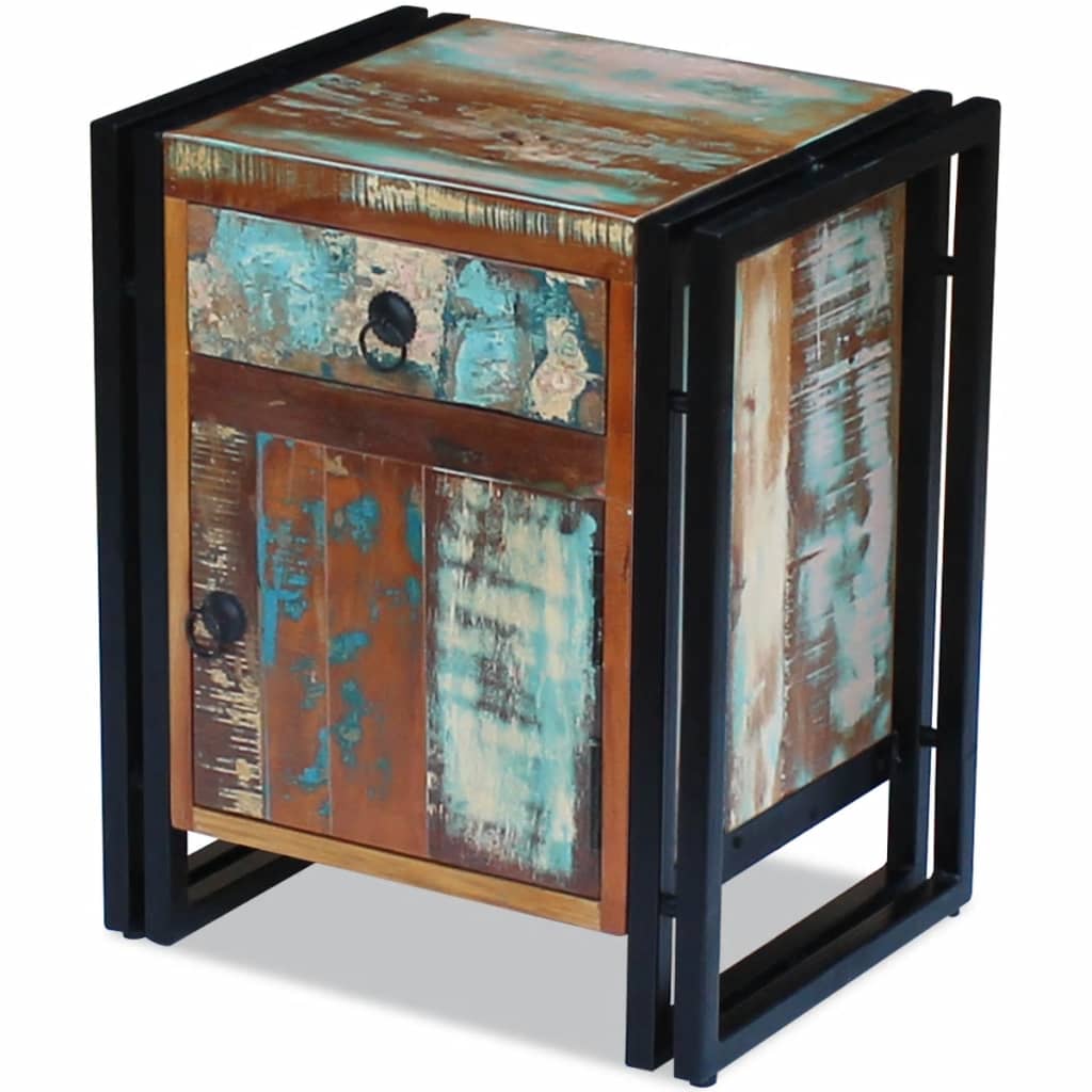 vidaXL Bedside Cabinet Solid Reclaimed Wood-2