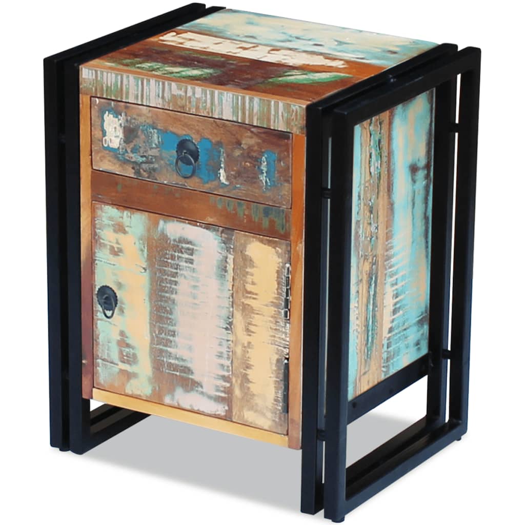 vidaXL Bedside Cabinet Solid Reclaimed Wood-3