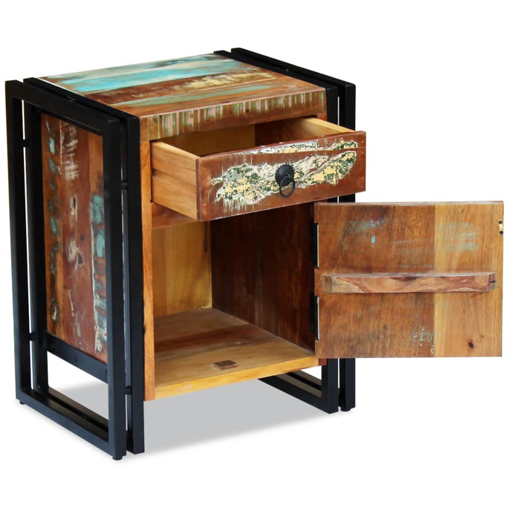 vidaXL Bedside Cabinet Solid Reclaimed Wood-5