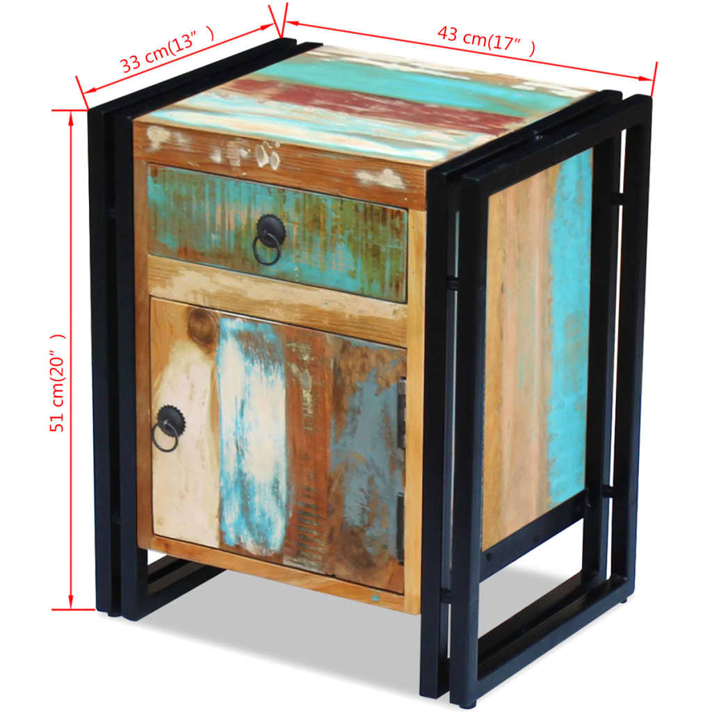 vidaXL Bedside Cabinet Solid Reclaimed Wood-6