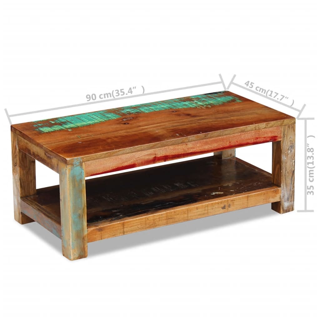vidaXL Coffee Table Solid Reclaimed Wood 35.4"x17.7"x13.8"-6