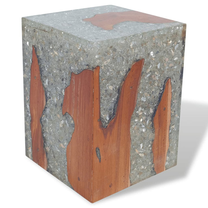 vidaXL Stool Solid Teak Wood and Resin-2