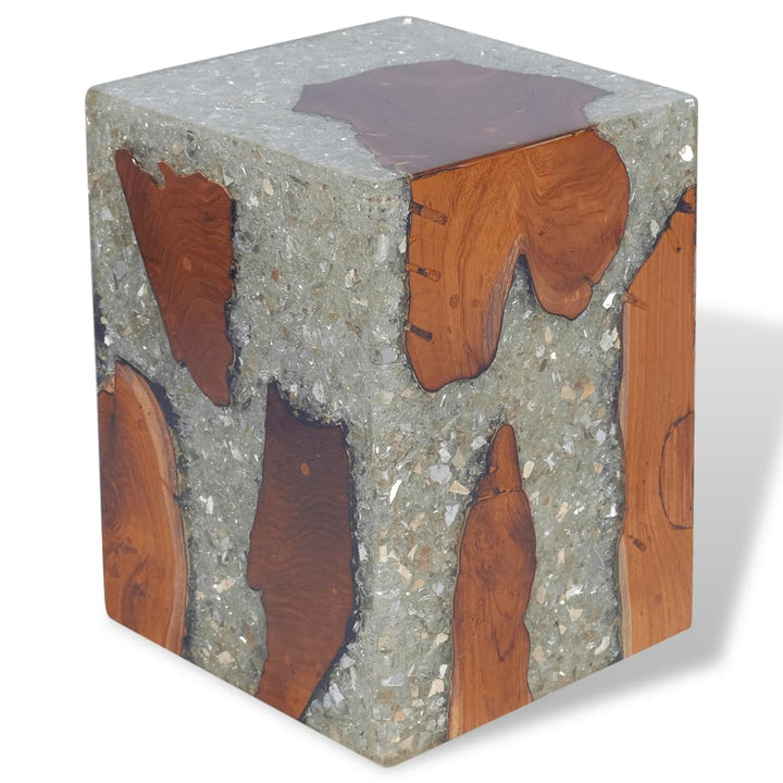 vidaXL Stool Solid Teak Wood and Resin-4