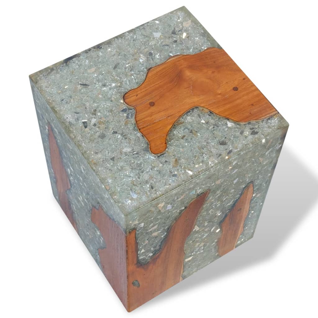 vidaXL Stool Solid Teak Wood and Resin-6