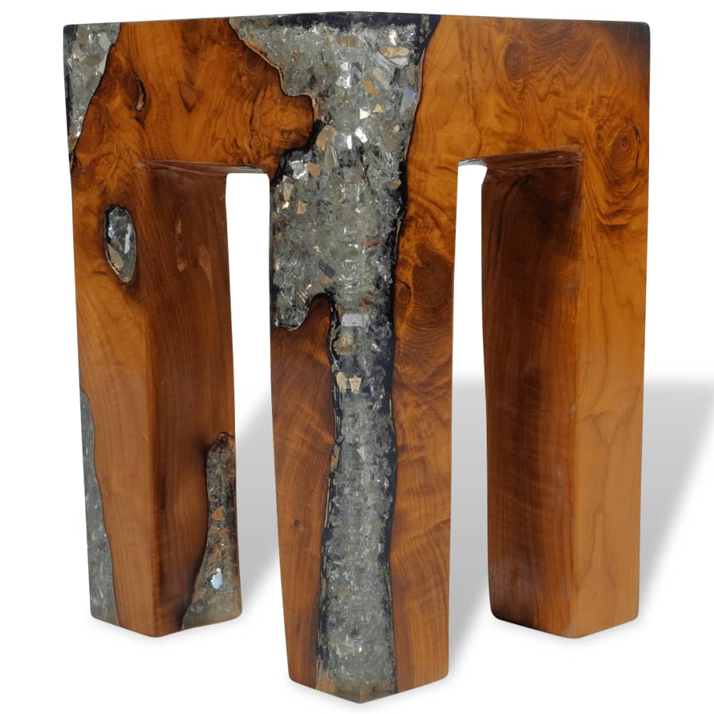 vidaXL Stool Solid Teak Wood and Resin-9