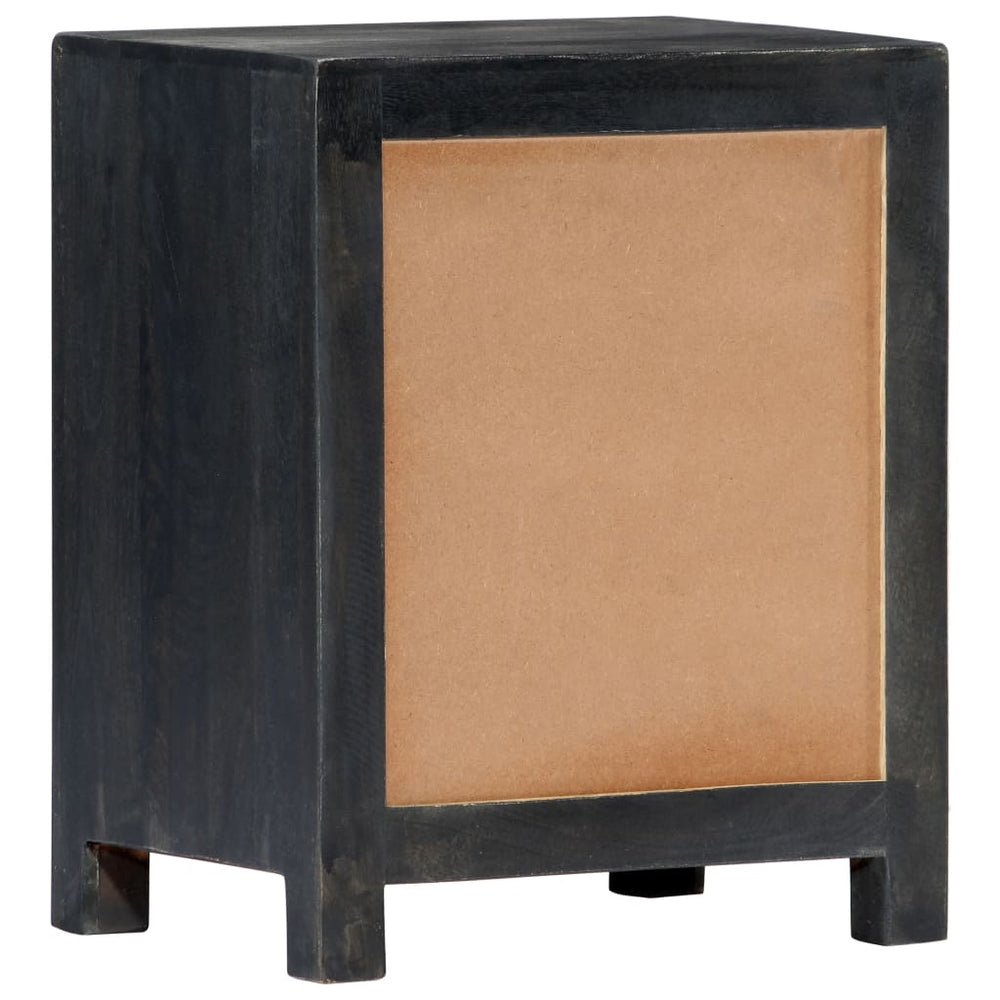 vidaXL Hand Carved Bedside Cabinet Gray 15.7"x11.8"x19.7" Solid Mango Wood-1