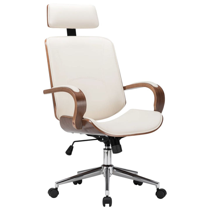 vidaXL Swivel Office Chair with Headrest Seat Bentwood Artificial Leather-7