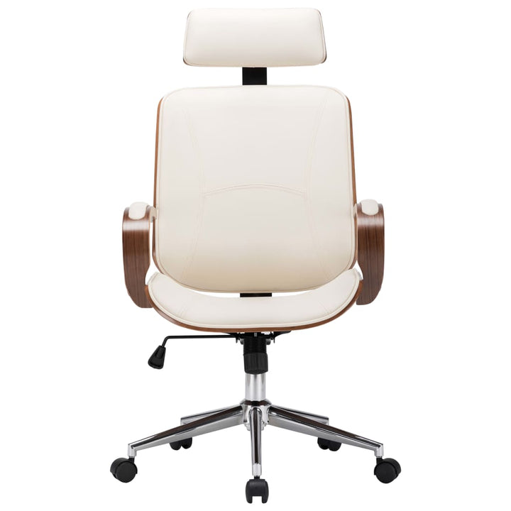 vidaXL Swivel Office Chair with Headrest Seat Bentwood Artificial Leather-8