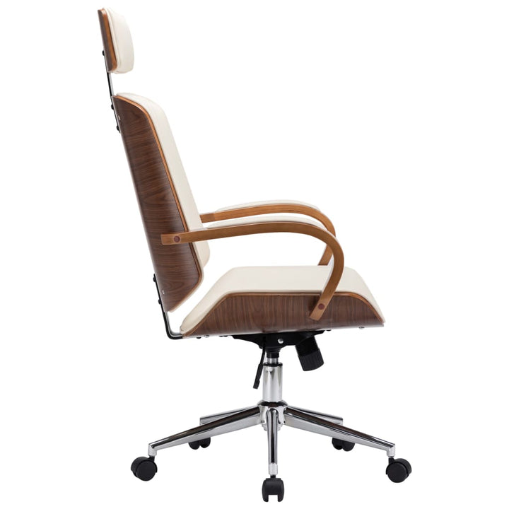 vidaXL Swivel Office Chair with Headrest Seat Bentwood Artificial Leather-9