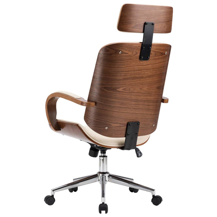 vidaXL Swivel Office Chair with Headrest Seat Bentwood Artificial Leather-11