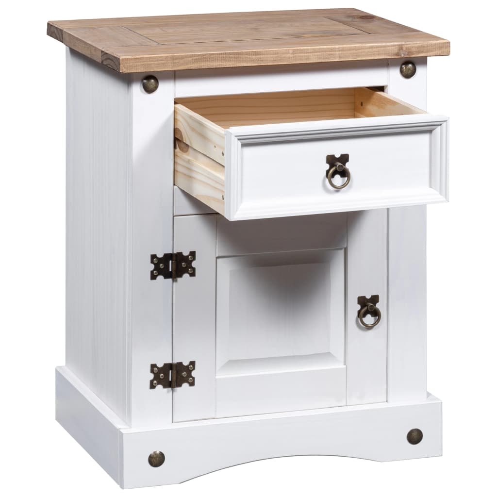vidaXL Nightstand Storage Cabinet Table with Drawer Mexican Pine Corona Range-8