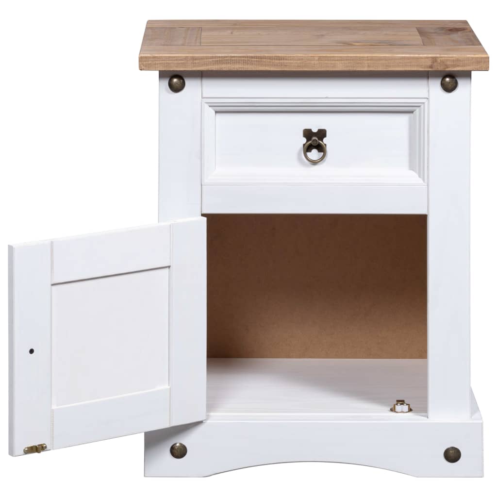 vidaXL Nightstand Storage Cabinet Table with Drawer Mexican Pine Corona Range-9