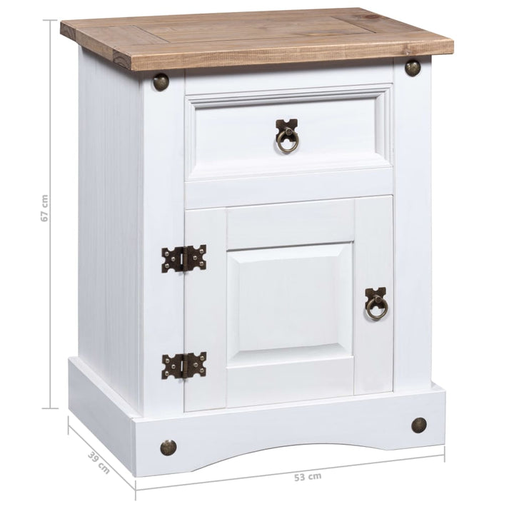 vidaXL Nightstand Storage Cabinet Table with Drawer Mexican Pine Corona Range-11