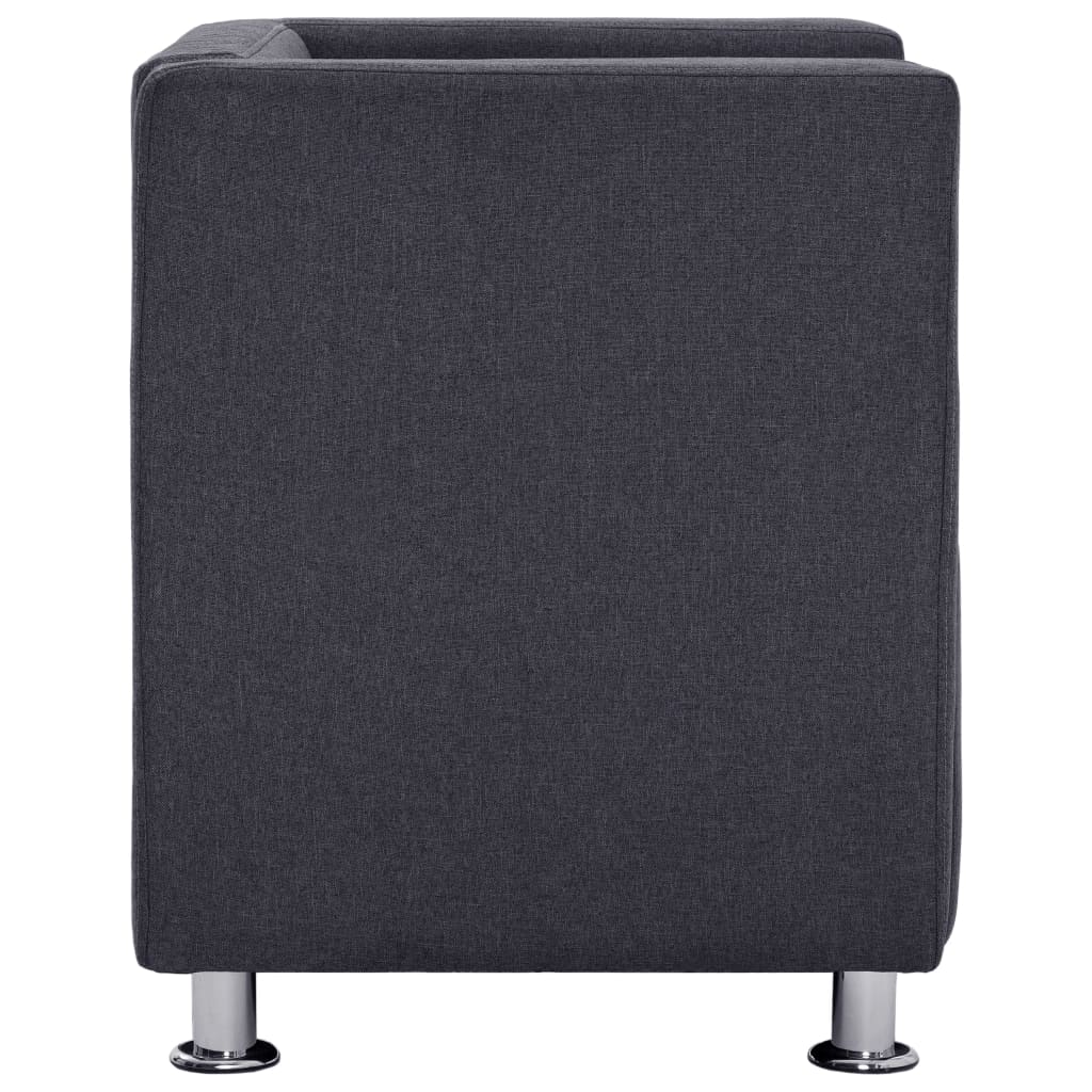 vidaXL Cube Armchair Dark Gray Fabric-5