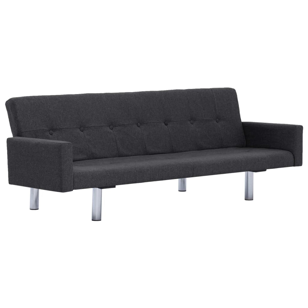 vidaXL Sofa Bed with Armrest Dark Gray Fabric-1
