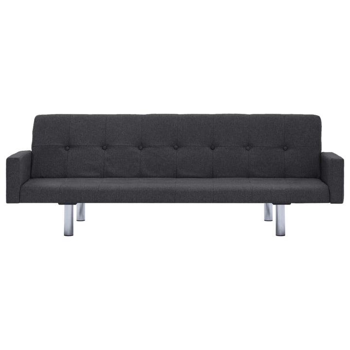 vidaXL Sofa Bed with Armrest Dark Gray Fabric-4