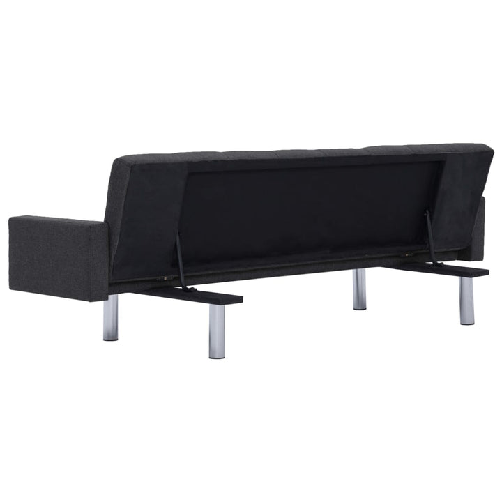 vidaXL Sofa Bed with Armrest Dark Gray Fabric-5