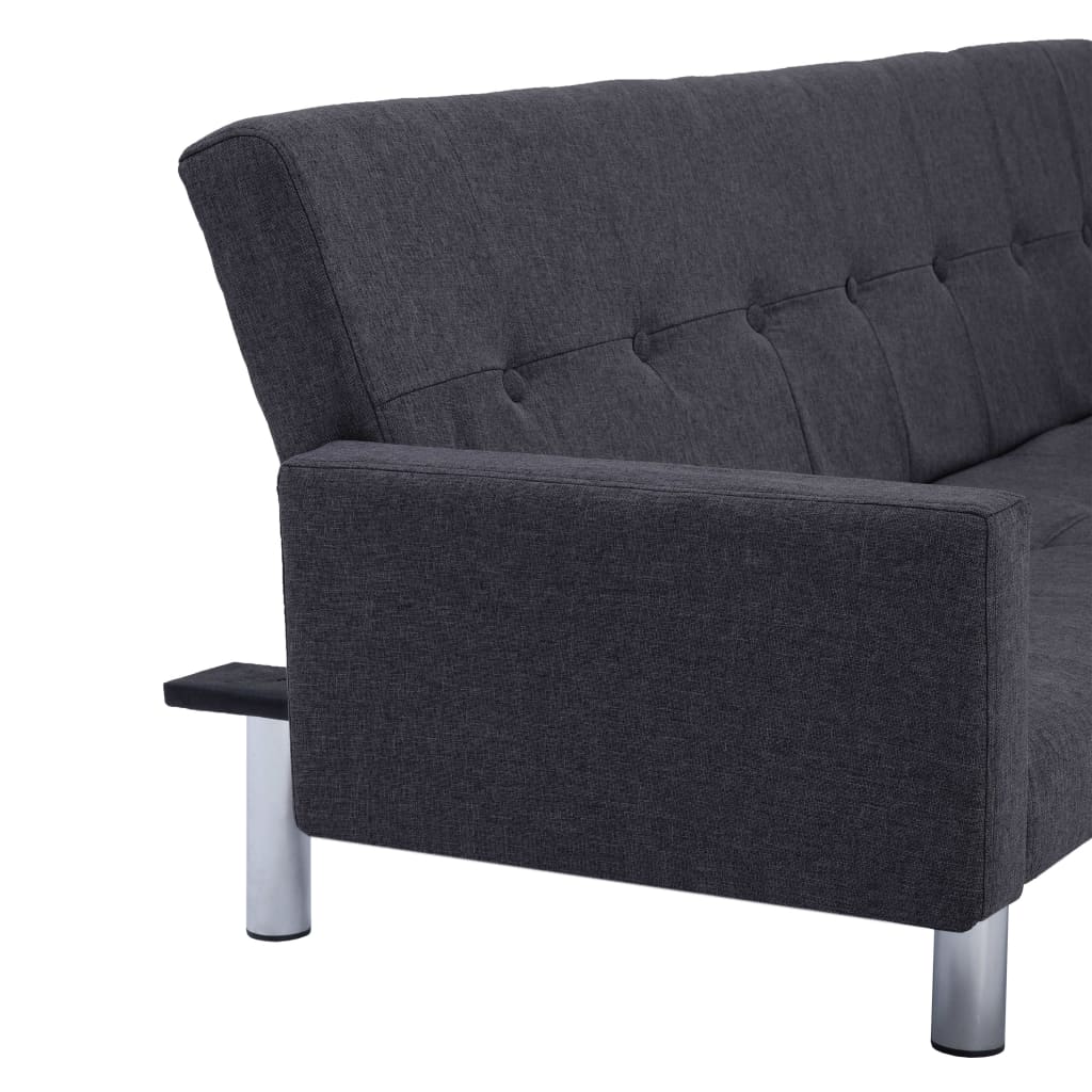 vidaXL Sofa Bed with Armrest Dark Gray Fabric-8