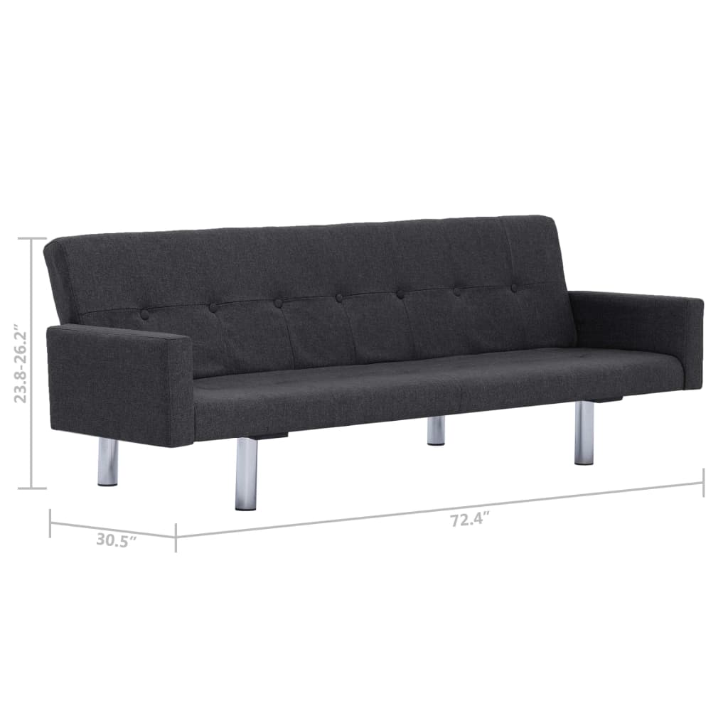 vidaXL Sofa Bed with Armrest Dark Gray Fabric-9