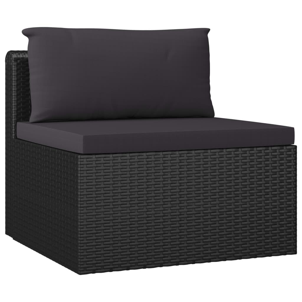vidaXL 3 Piece Patio Sofa Set with Cushions Poly Rattan Black-5