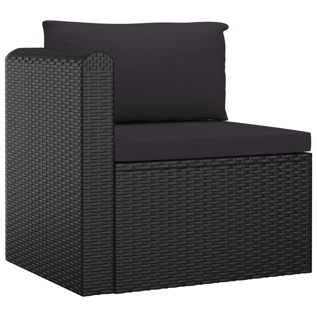 vidaXL 3 Piece Patio Sofa Set with Cushions Poly Rattan Black-6