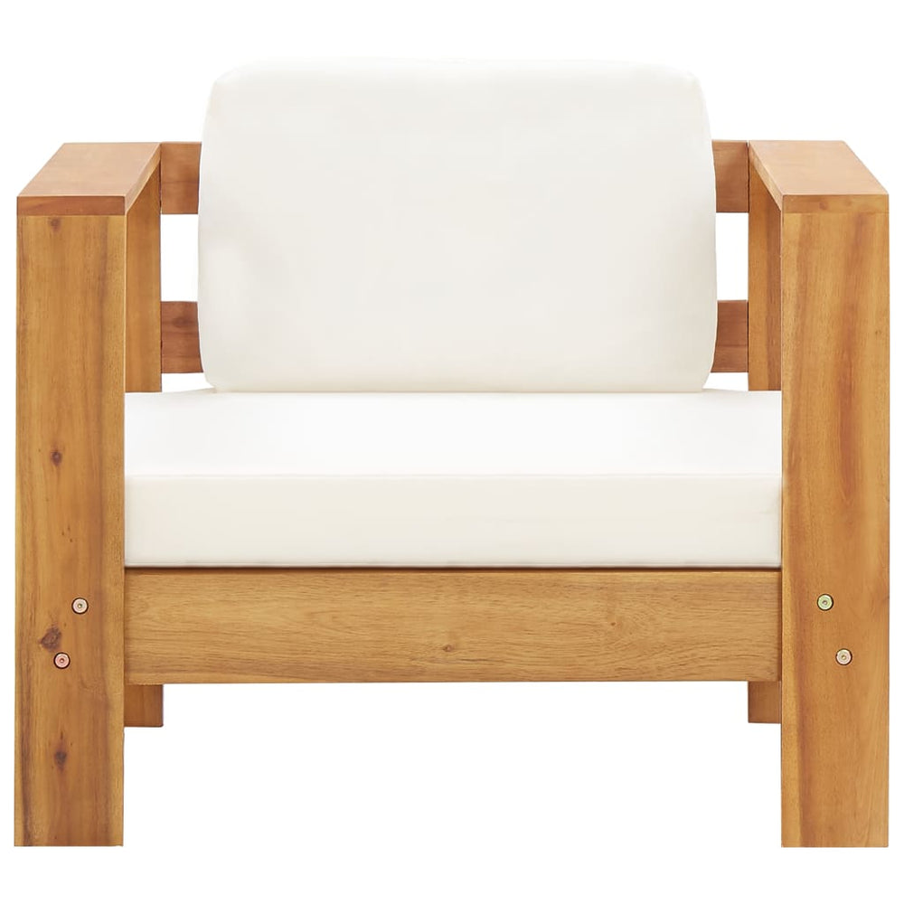 vidaXL Patio Chair with Cushion Cream Solid Acacia Wood-1