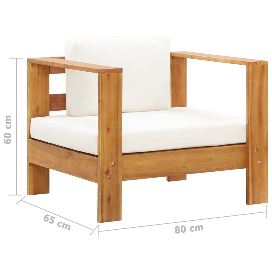 vidaXL Patio Chair with Cushion Cream Solid Acacia Wood-0