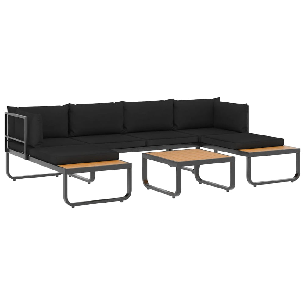 vidaXL 4 Piece Patio Corner Sofa Set with Cushions Aluminum and WPC-1