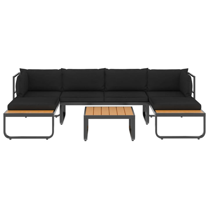 vidaXL 4 Piece Patio Corner Sofa Set with Cushions Aluminum and WPC-2