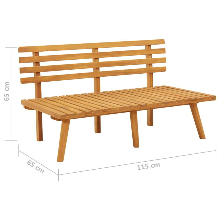 vidaXL Patio Bench with Cushions 45.3" Solid Acacia Wood-5