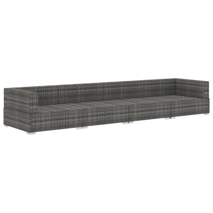 vidaXL 4 Piece Patio Sofa Set with Cushions Poly Rattan Gray-2