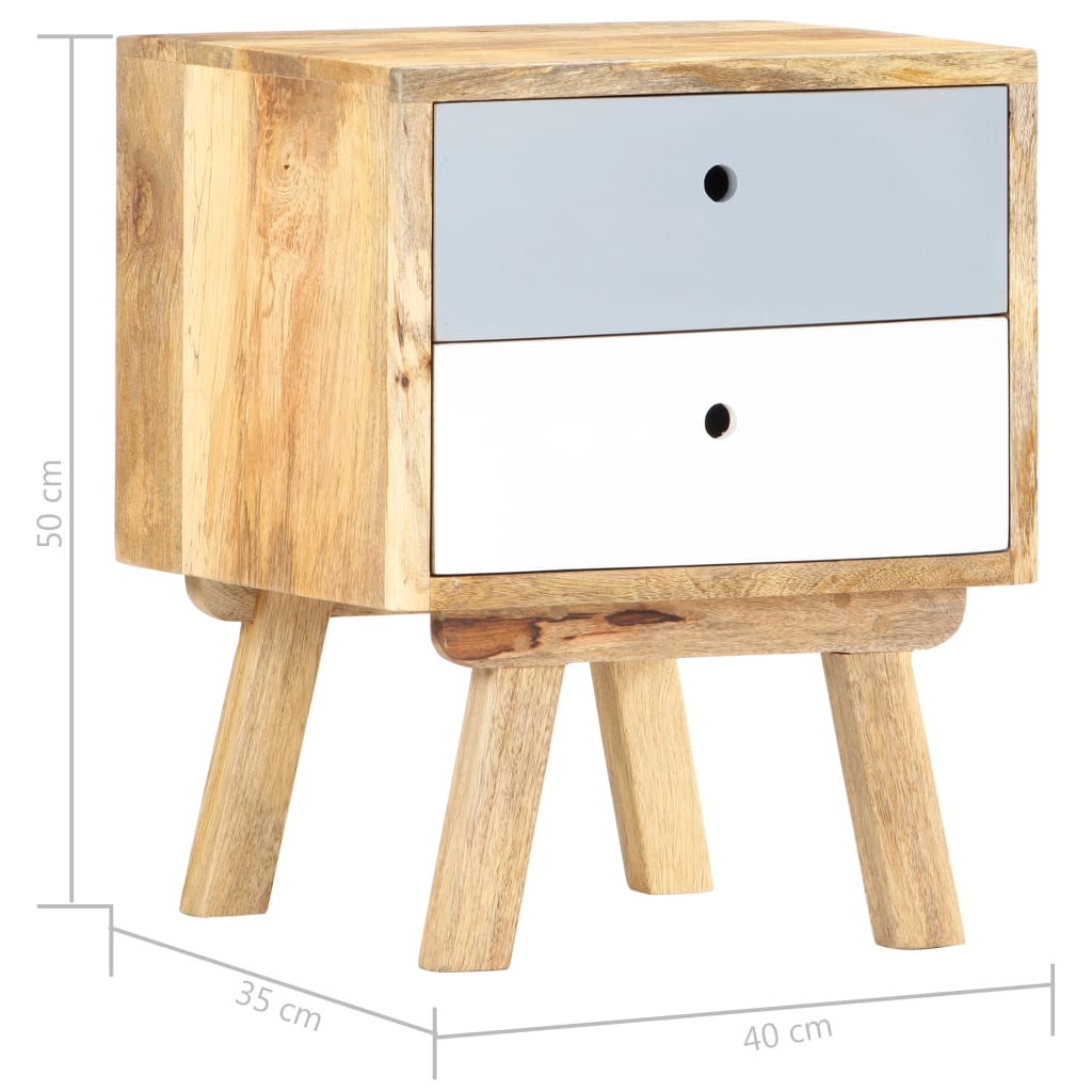 vidaXL Bedside Cabinet 15.7"x13.8"x19.7" Solid Mango Wood-5
