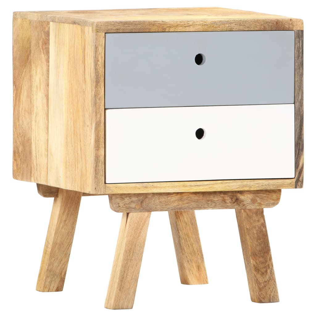 vidaXL Bedside Cabinet 15.7"x13.8"x19.7" Solid Mango Wood-9