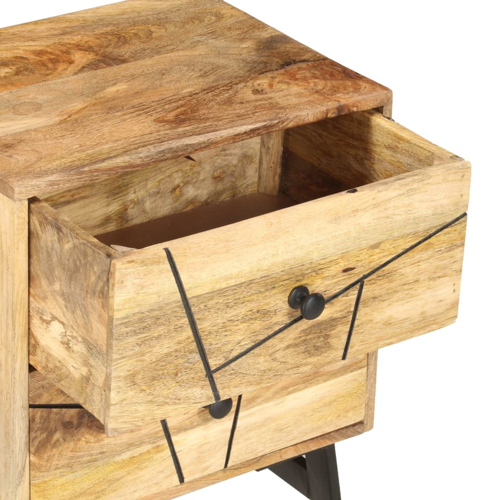 vidaXL Nightstand Storage Bedside Table for Home Bedroom Solid Wood Mango-13